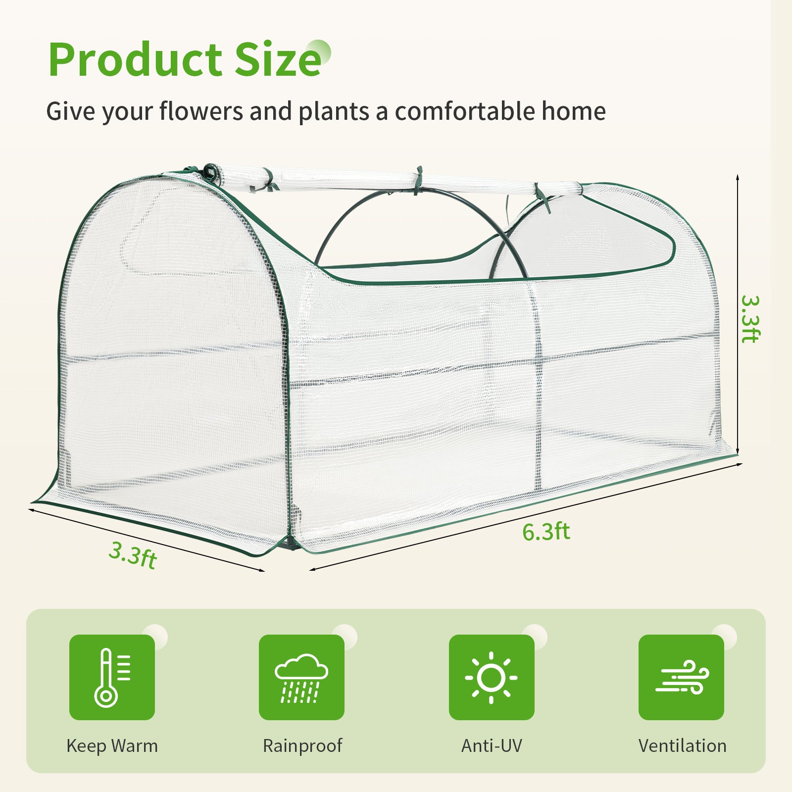 Greenhouse 6x3x1ft for Oval Galvanized Raised Garden Bed