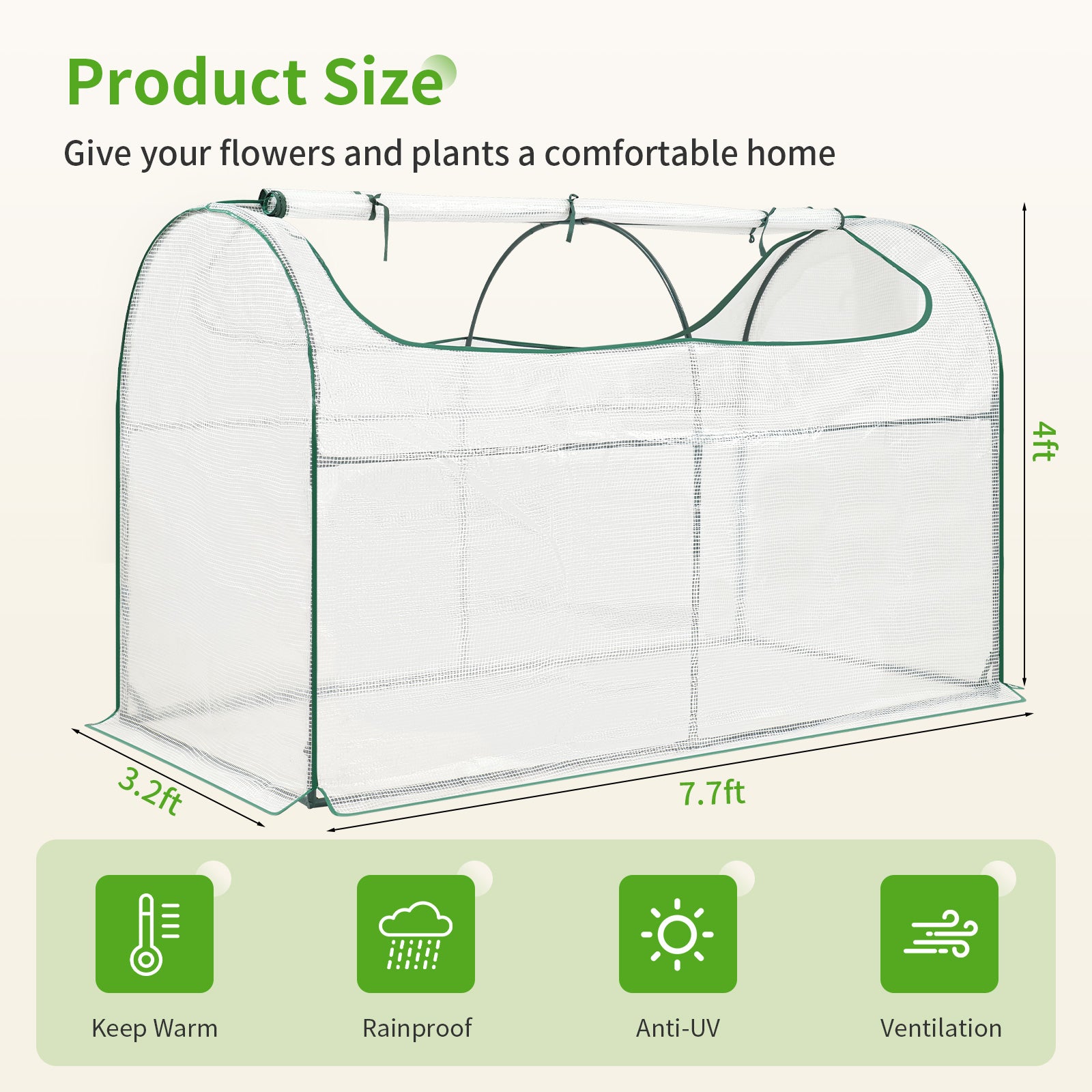 24" Tall Greenhouse 7.5x3x2ft for Oval Galvanized Raised Garden Bed