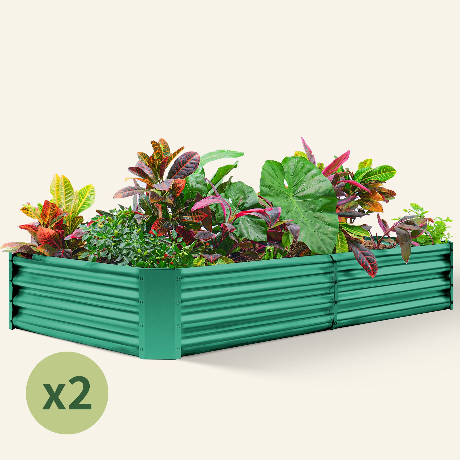 2-Pack 12'' Tall Rectangle 8x4x1 Galvanized Raised Garden Bed Kit