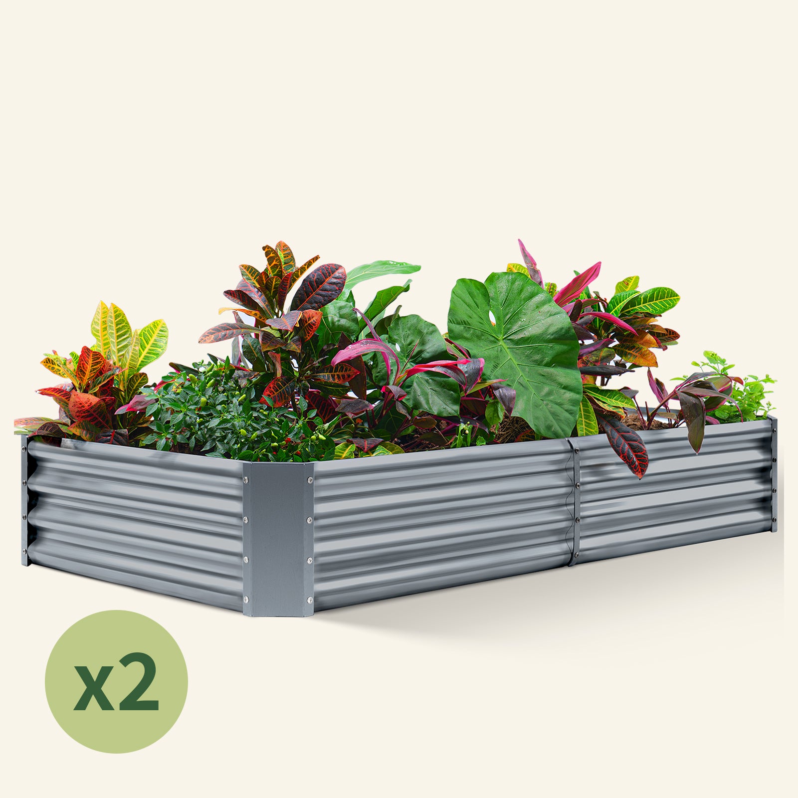 2-Pack 12" Tall 6x3x1 Rectangle Galvanized Raised Garden Bed Kit