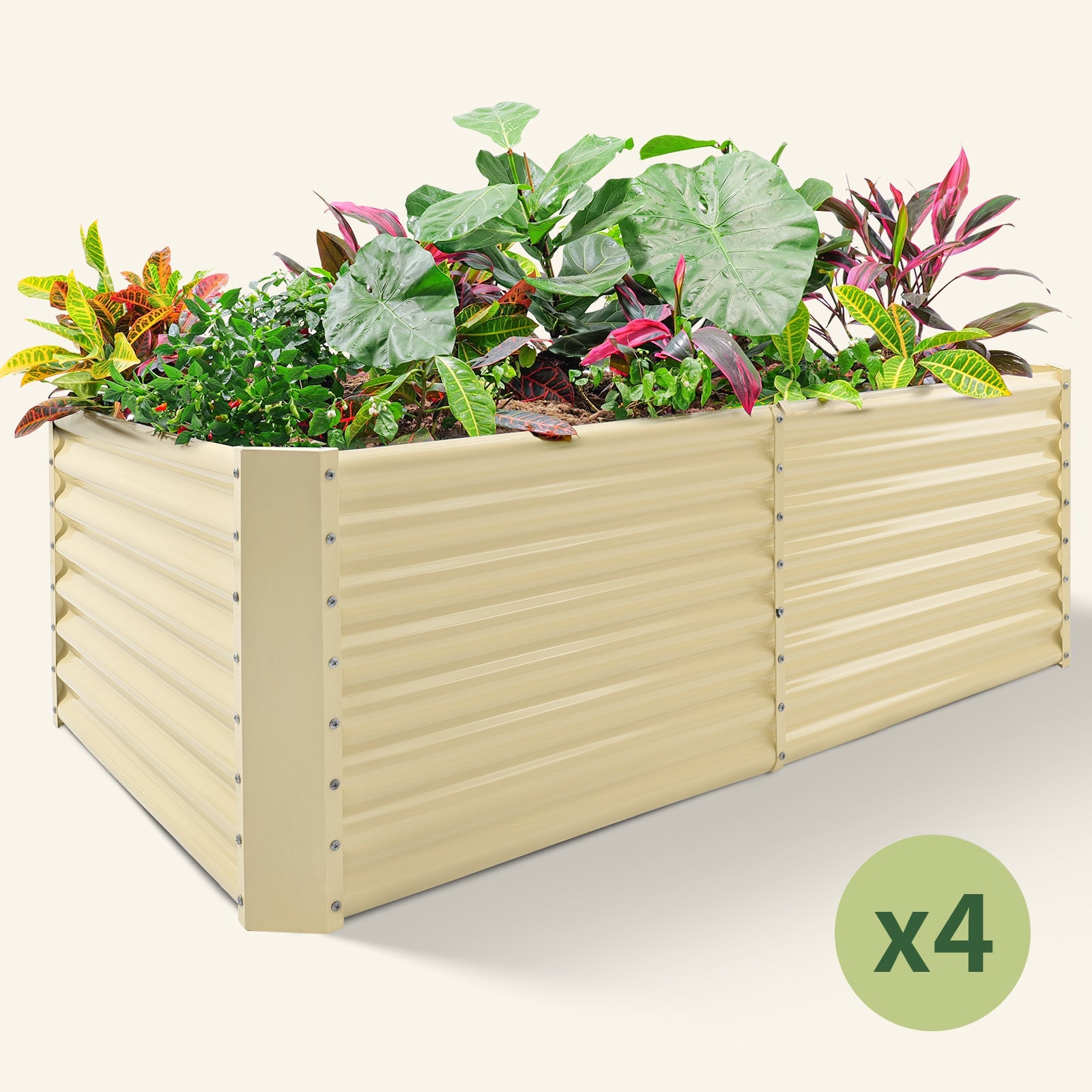 4-Pack 24" Tall Rectangular 6x3x2ft Galvanized Raised Garden Bed Kit